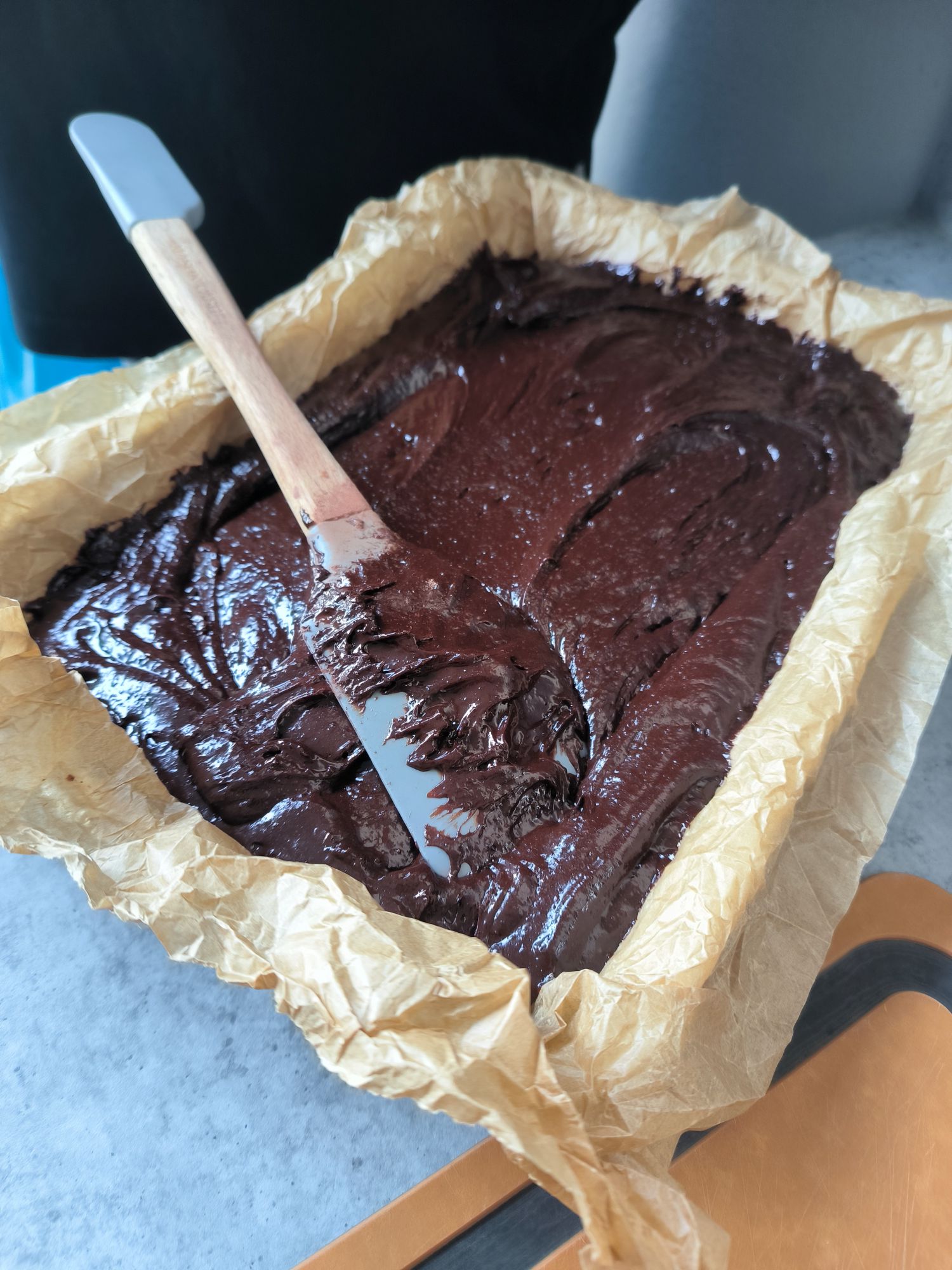 Čokoládové brownies - nachystané ve formě