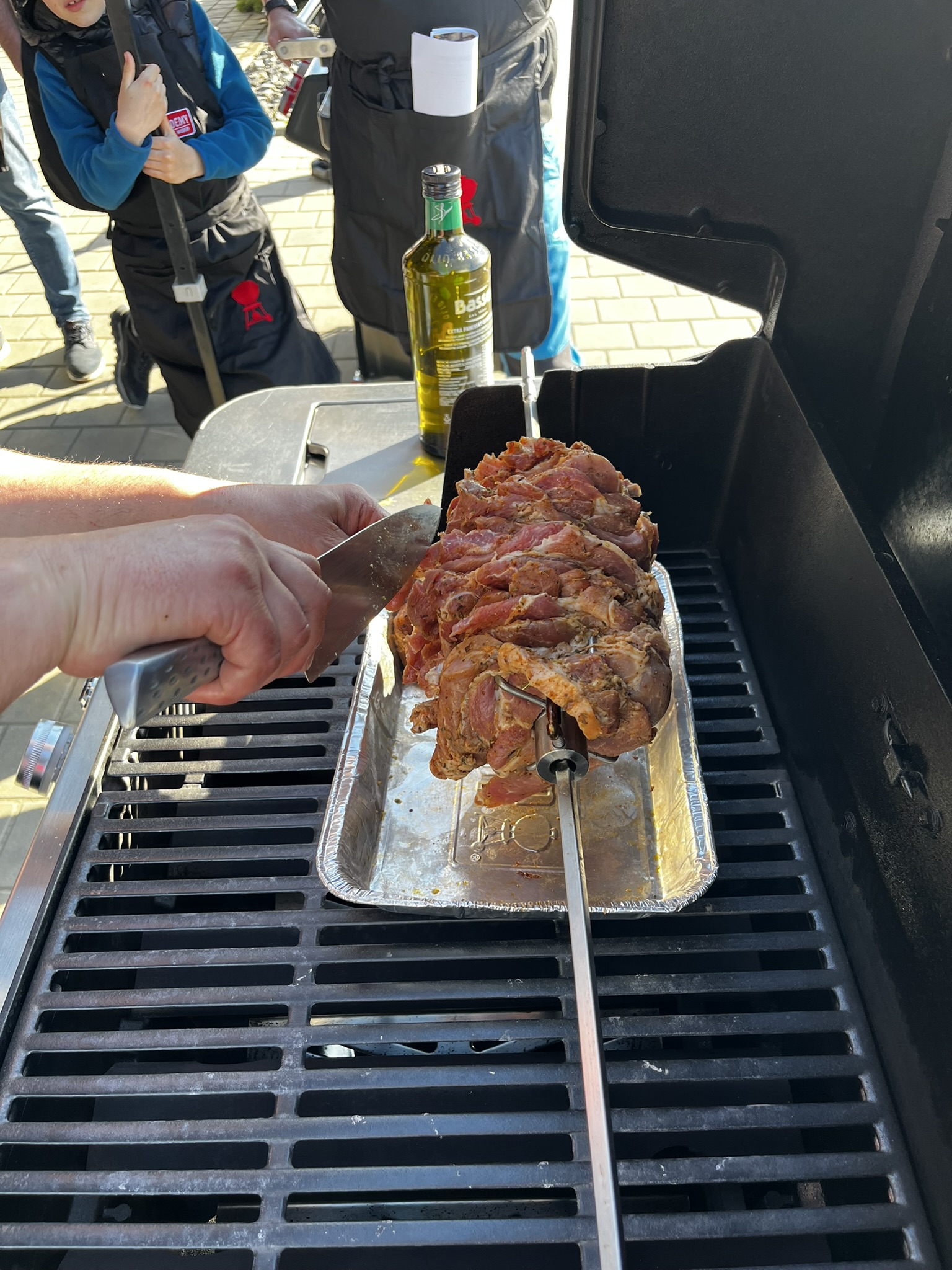 Vepřový gyros na grilu - umístění na gril