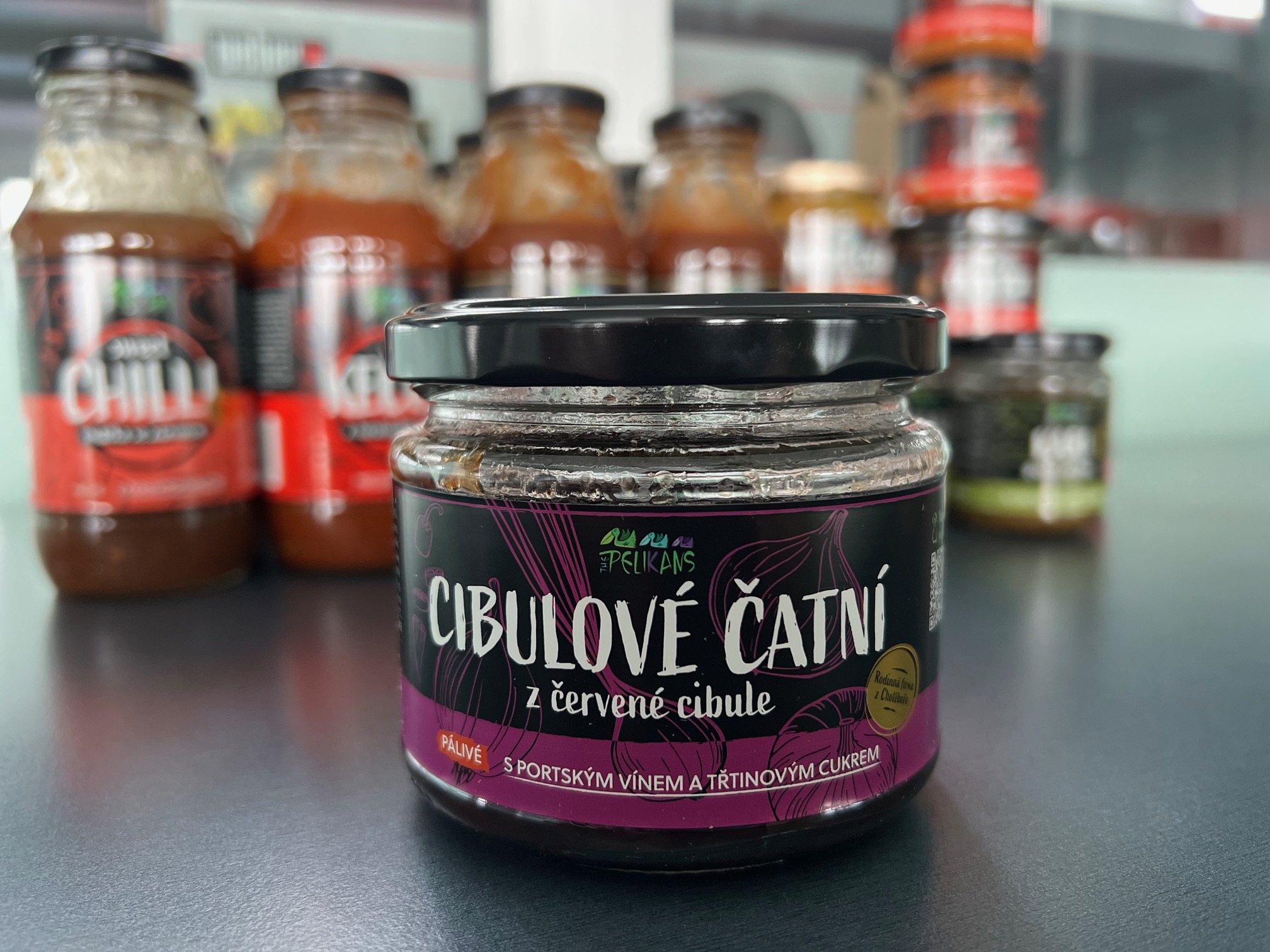 Cibulové čatní z červené cibule pálivé 250 g