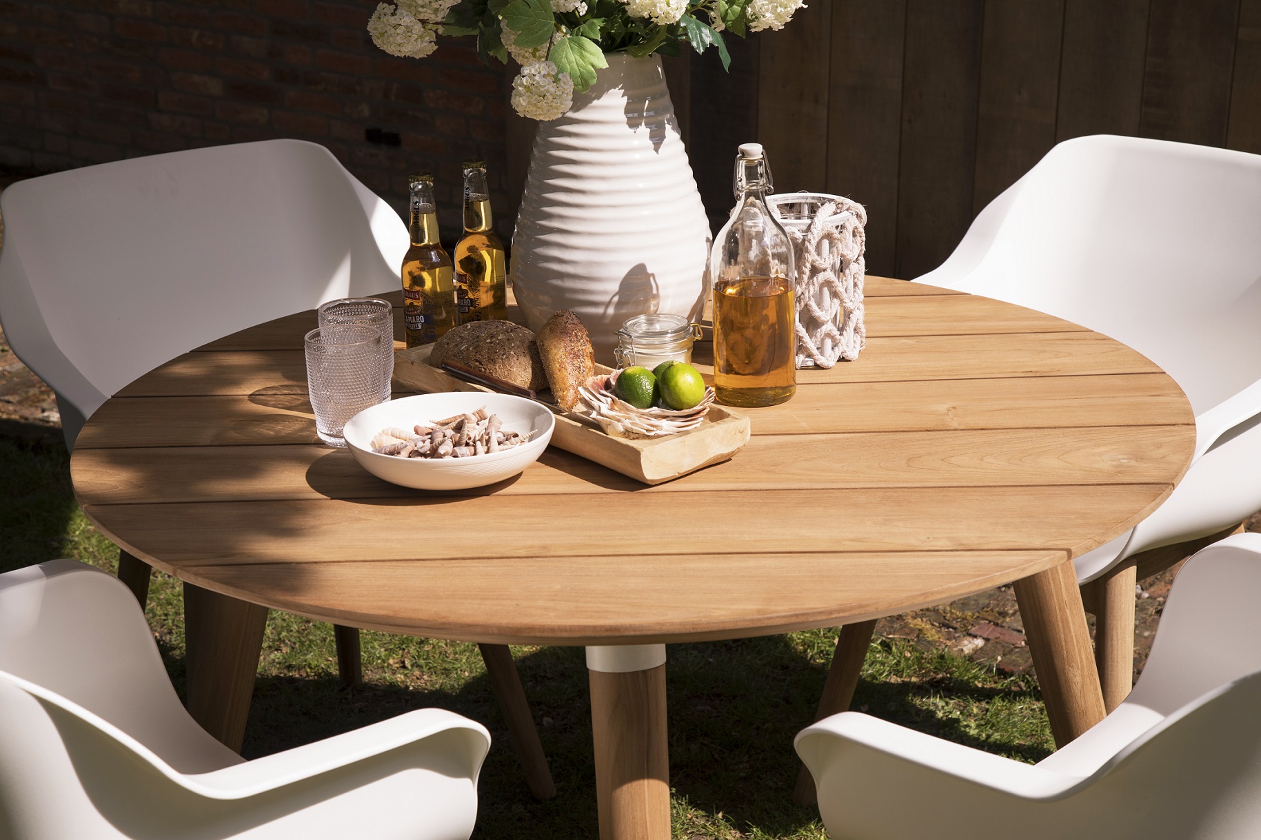Zahradní Jídelní Stůl Sophie Teak 240 x 100 cm - bílý