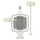 Čtvercová litinová grilovací pánev Lodge 26 cm