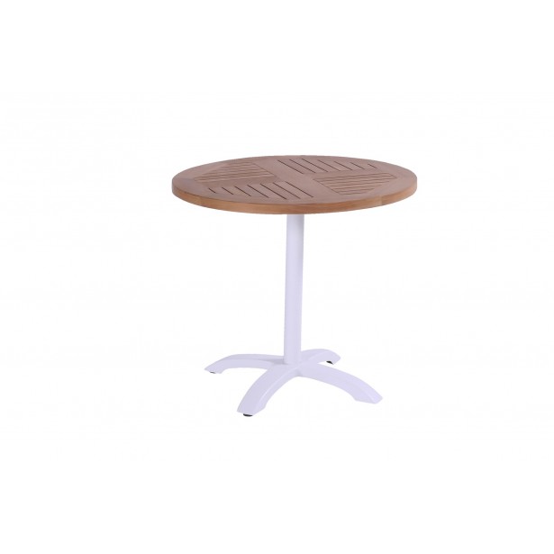 Sklopný Zahradní stůl Sophie Bistro Teak průměr 70 cm - bílý