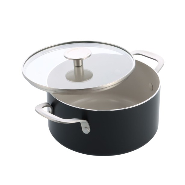 Hrnec s poklicí KitchenAid Aluminium Coloured 24 cm, matná černá