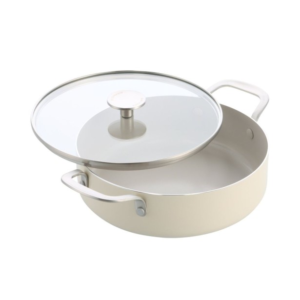 Kastrol s poklicí KitchenAid Aluminium Coloured 28 cm, mandlová