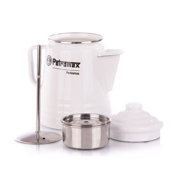 Petromax konvice Perkomax na otevřený oheň bílá