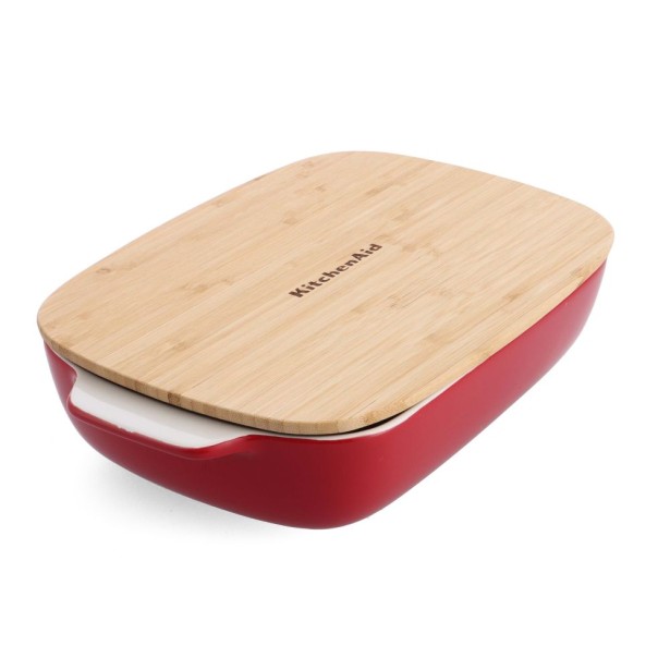 KitchenAid pekáč s dřevěným víkem - velký, královská červená