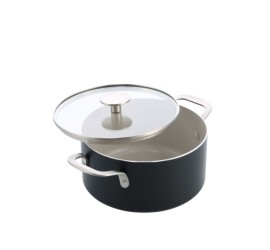 Hrnec s poklicí KitchenAid Aluminium Coloured 20 cm, matná černá