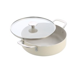 Kastrol s poklicí KitchenAid Aluminium Coloured 28 cm, mandlová