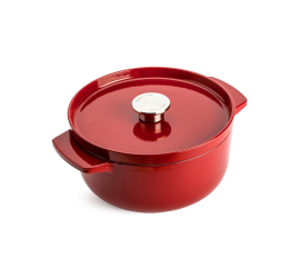 Litinový hrnec KitchenAid 22 cm, královská červená