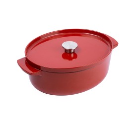Litinový oválný hrnec KitchenAid 30 cm, královská červená
