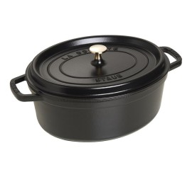 Oválný litinový hrnec Staub 31 cm, černý