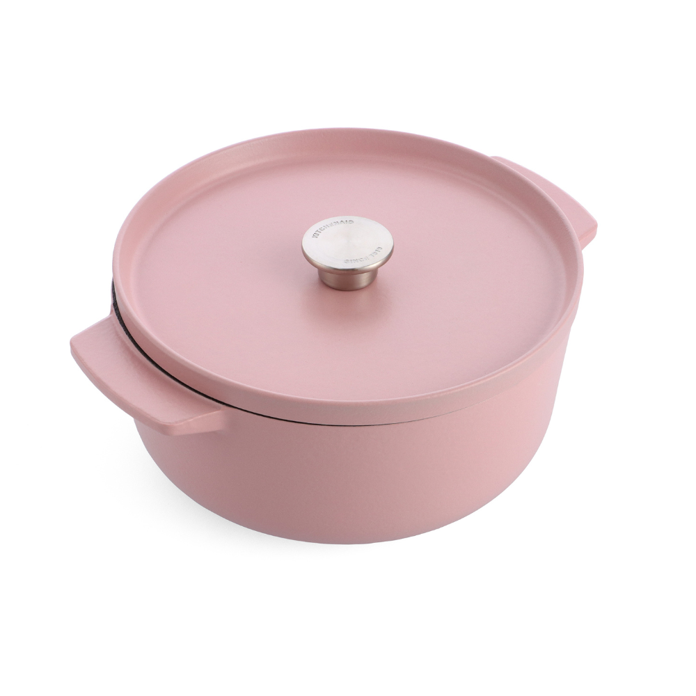 Litinový hrnec KitchenAid 26 cm, růžová matná