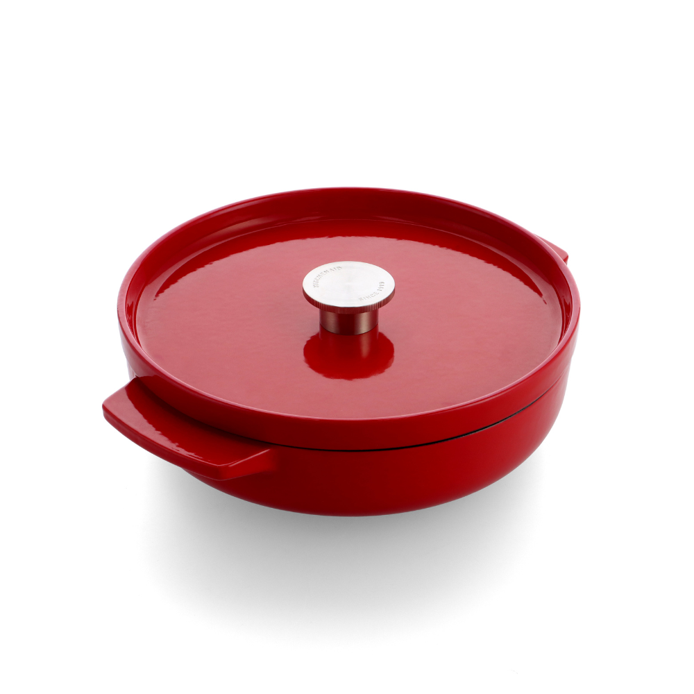 Litinový kastrol KitchenAid 26 cm, královská červená