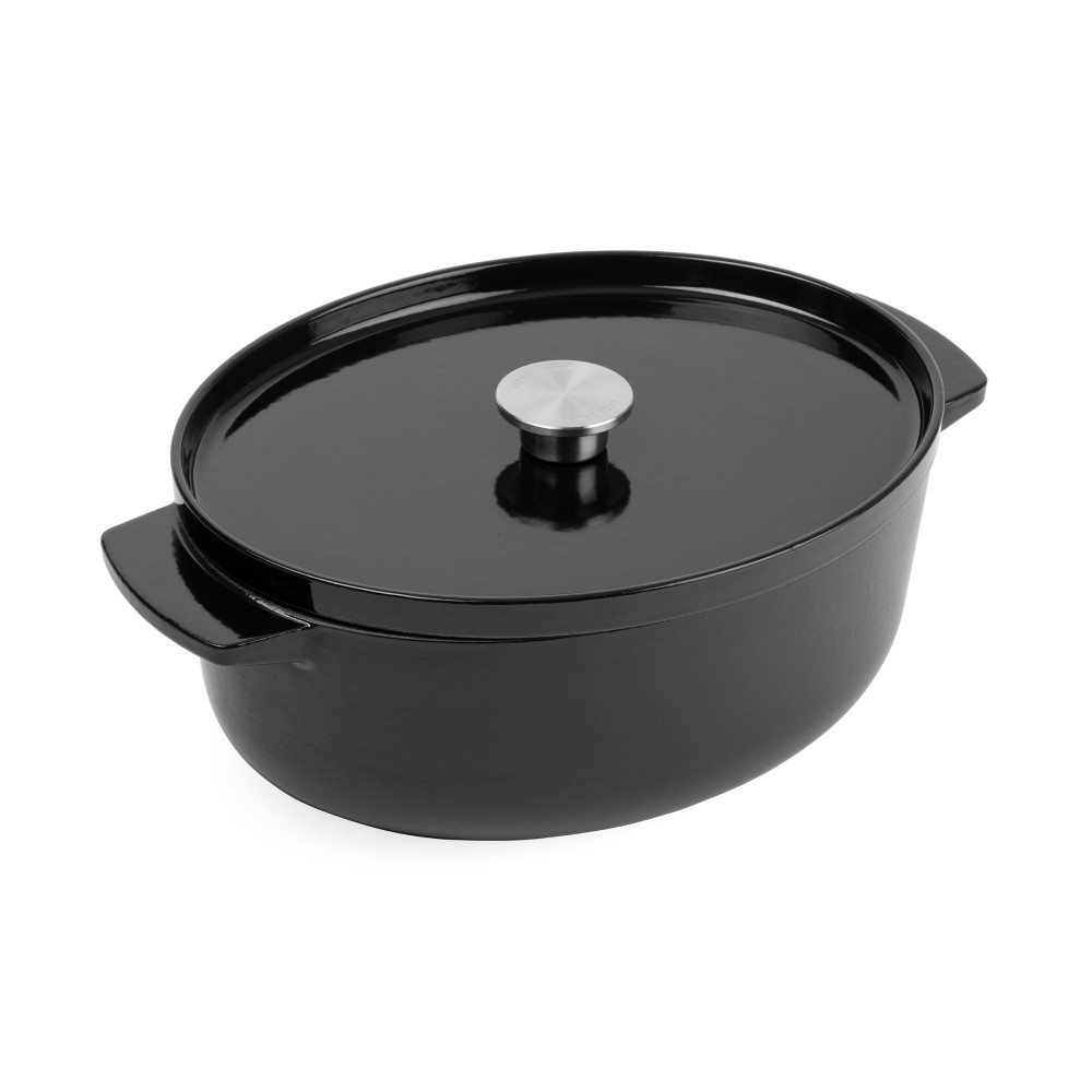 Litinový oválný hrnec KitchenAid 30 cm, černá